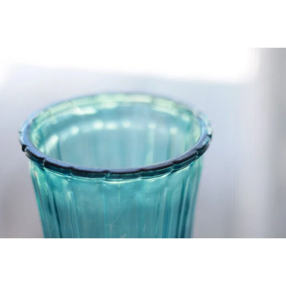 Blue Teal Glass Vase